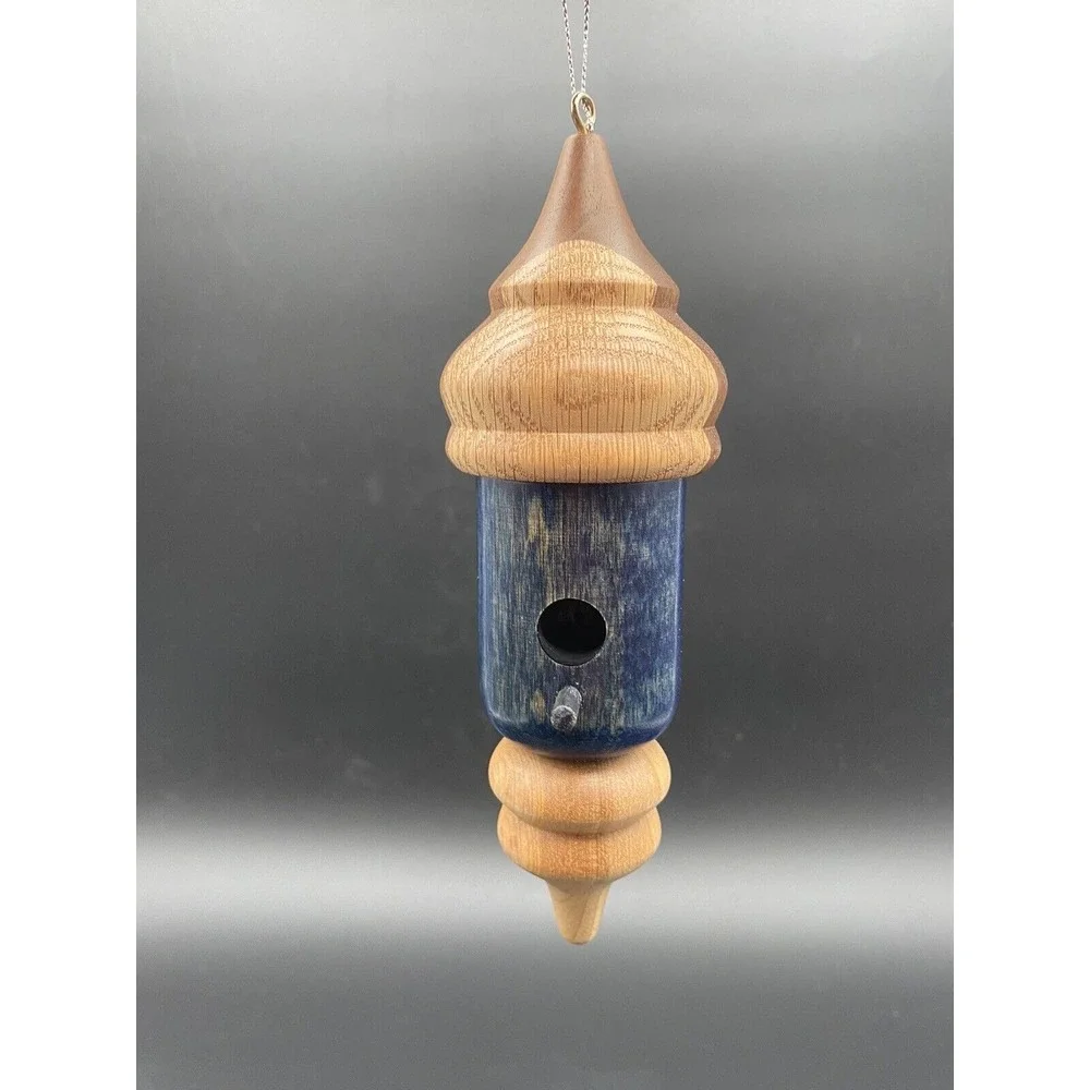 Hand‎ Turned Wooden Birdhouse Ornament